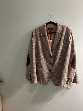 NWT Talbots Brown & Multi-Color
Plaid Wool Blend Riding Blazer classic 22WP
